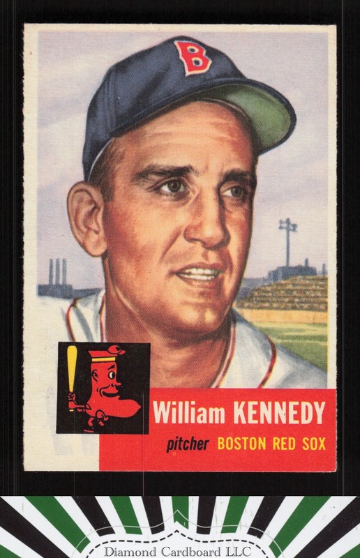 1953 Topps #94 Bill Kennedy : Bio uses white text EX h, front