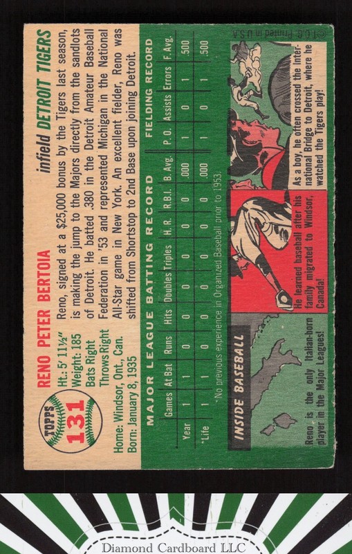 1954 Topps #131 Reno Bertoia VGEX (ST) o, back