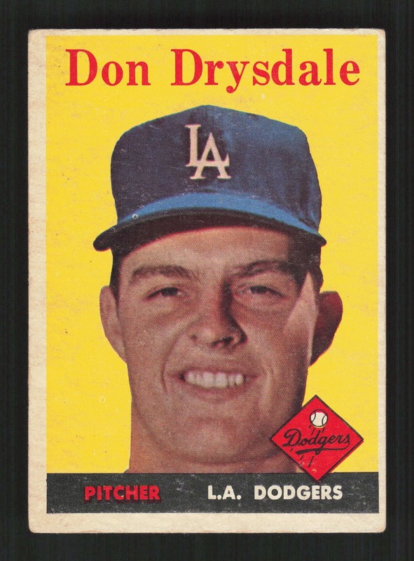 1958 Topps #25 Don Drysdale VG+ b, front