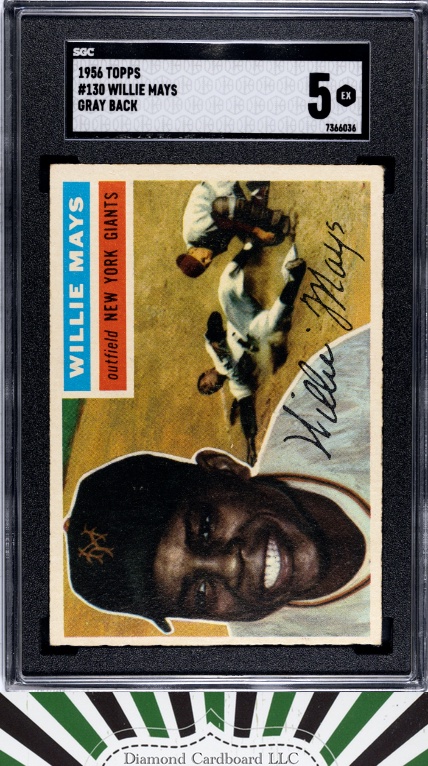1956 Topps #130 Willie Mays SGC 5, front