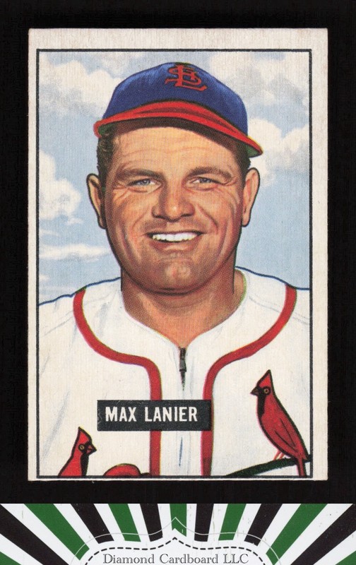 1951 Bowman #230 Max Lanier EX (MISCUT), front