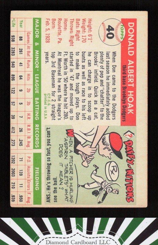 1955 Topps #40 Don Hoak VGEX (MC) f, back