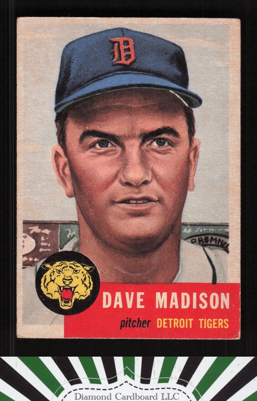 1953 Topps #99 Dave Madison : Bio uses white text VG e, front