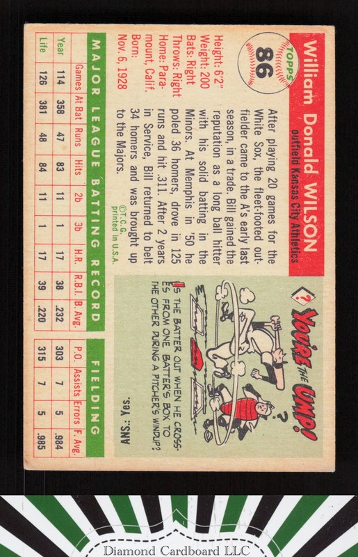 1955 Topps #86 Bill Wilson VGEX c, back