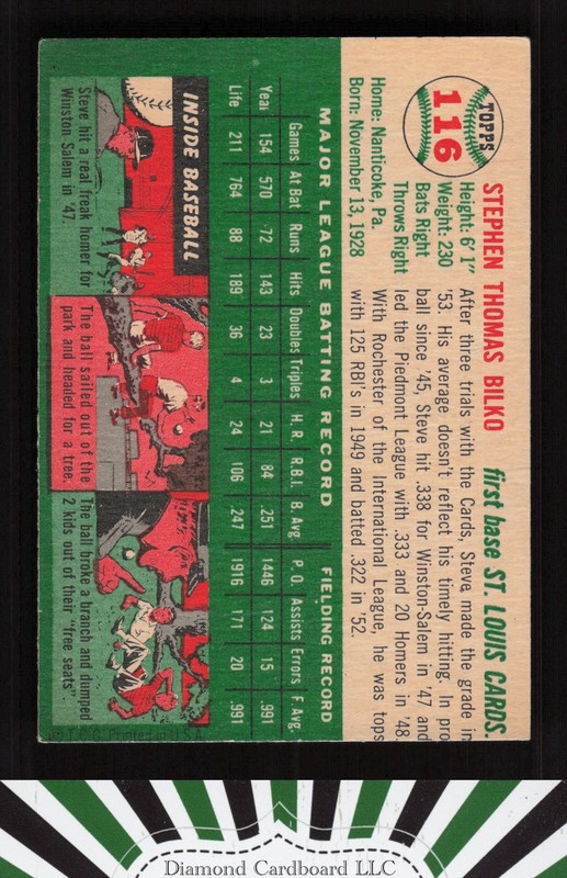 1954 Topps #116 Steve Bilko EX (MC) f, back