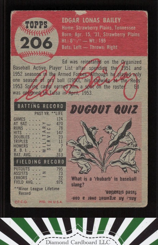 1953 Topps #206 Ed Bailey GD d, back