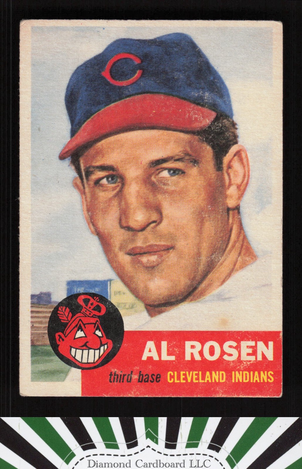 1953 Topps #135 Al Rosen : Bio uses black text GD+ e, front