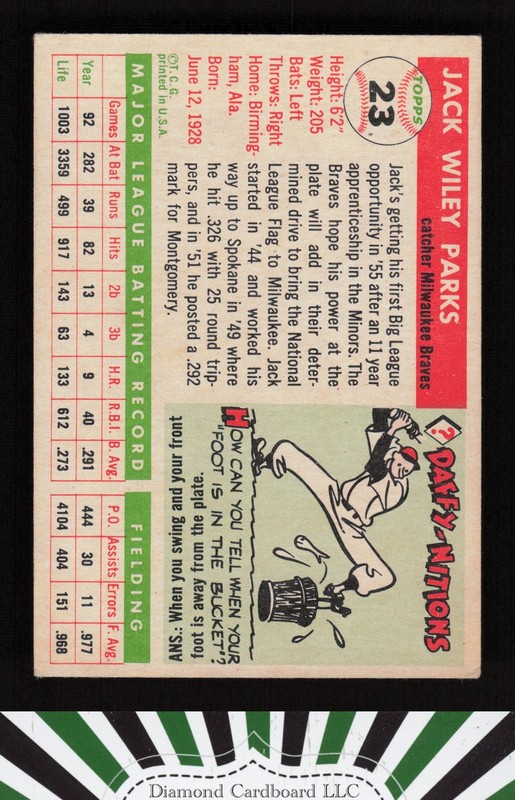 1955 Topps #23 Jack Parks VGEX+ o, back