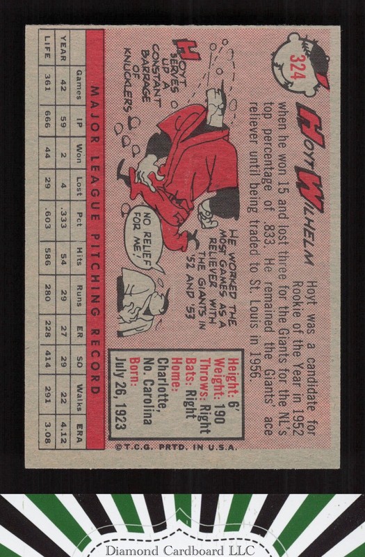 1958 Topps #324 Hoyt Wilhelm EX+ l, back