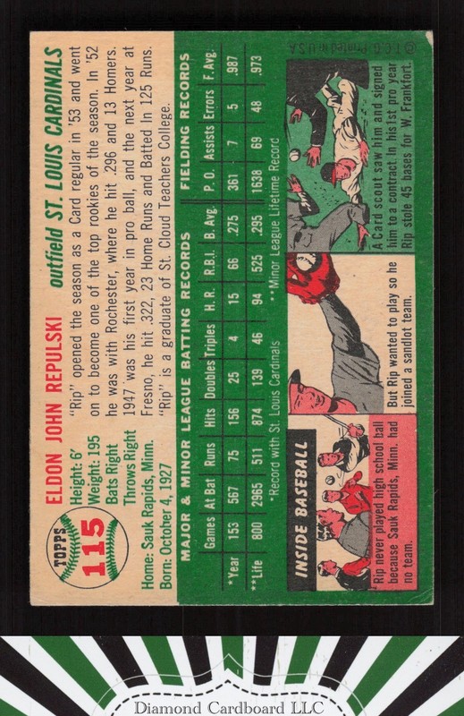 1954 Topps #115 Rip Repulski VG+ i, back