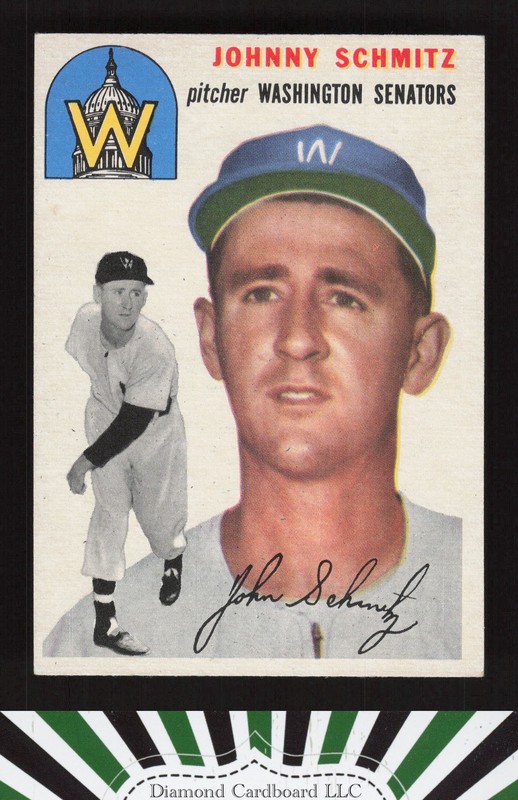 1954 Topps #33 Johnny Schmitz EX (ST) b, front