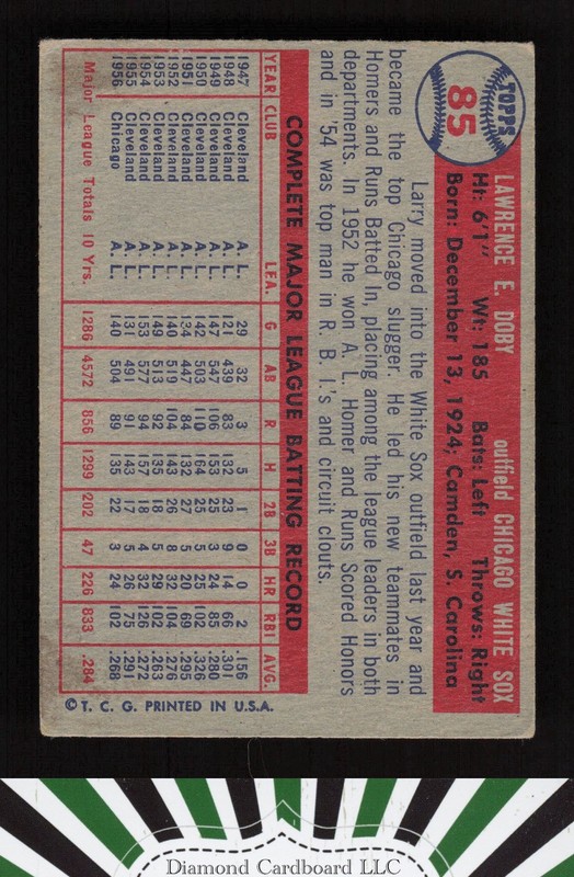 1957 Topps #85 Larry Doby VGEX a, back