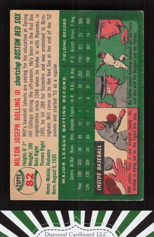 1954 Topps #82 Milt Bolling VG c, back