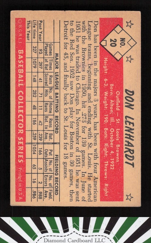 1953 Bowman Color #20 Don Lenhardt VGEX a, back