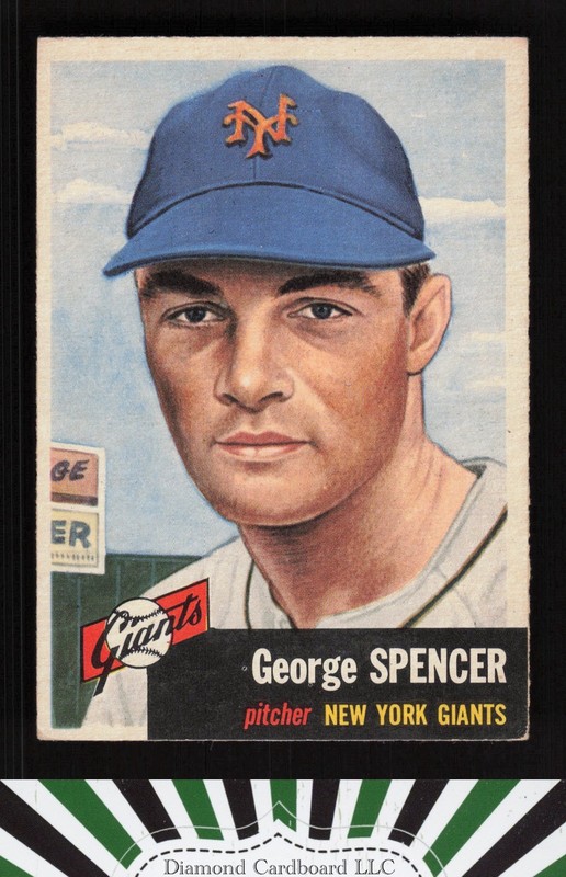 1953 Topps #115 George Spencer : bio uses black text VGEX i, front