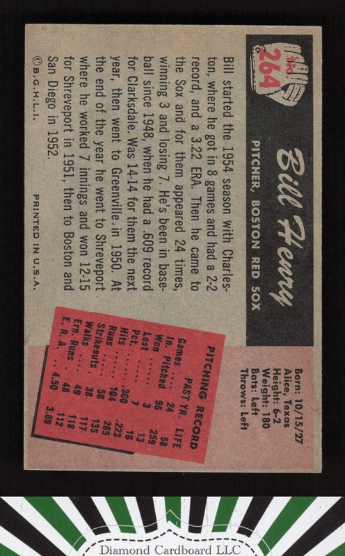1955 Bowman #264 Bill Henry NM, back