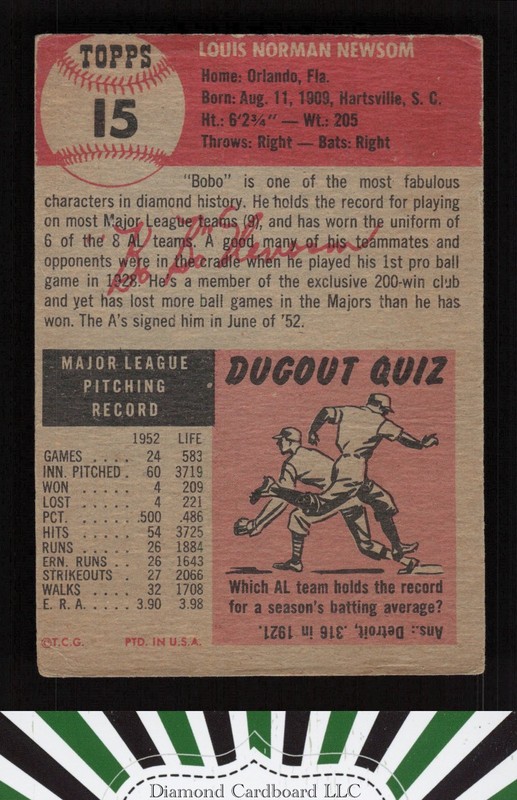 1953 Topps #15 Bobo Newsom VG a, back