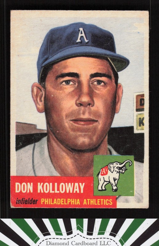 1953 Topps #97 Don Kolloway : Bio uses white text GD+ [CENTERED] d, front