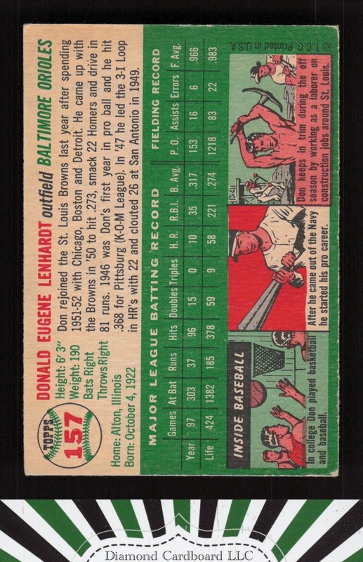 1954 Topps #157 Don Lenhardt VGEX g, back