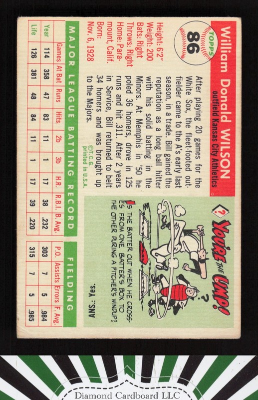 1955 Topps #86 Bill Wilson VGEX (ST) d, back