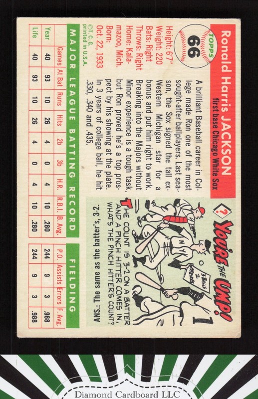 1955 Topps #66 Ron Jackson VG+ j, back