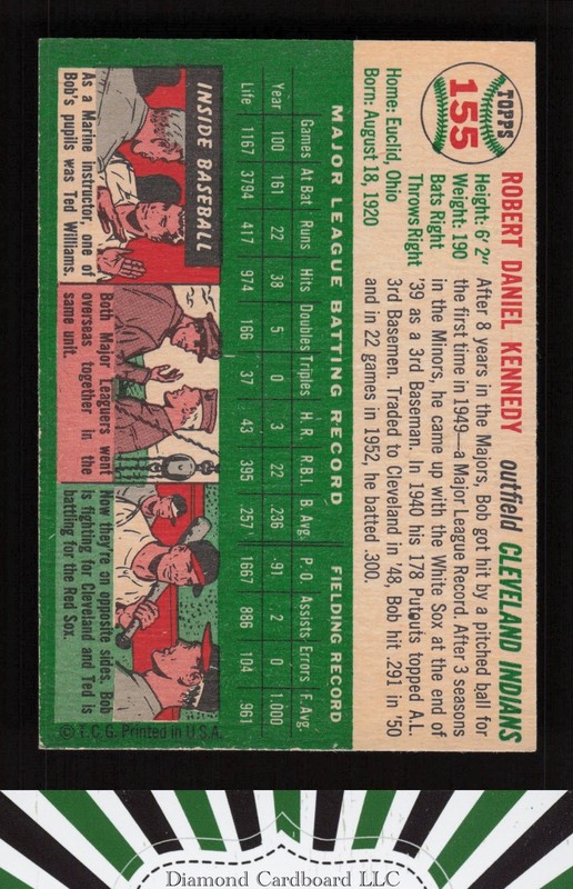 1954 Topps #155 Bob Kennedy EX l, back