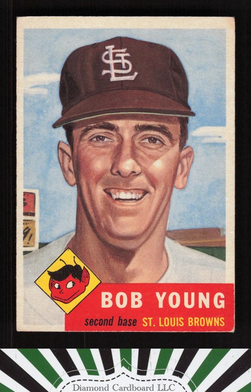 1953 Topps #160 Bobby Young : Bio uses black text VGEX h, front