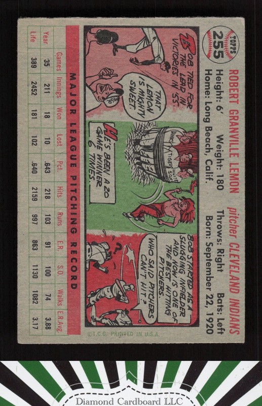 1956 Topps #255 Bob Lemon VGEX [GOOD CENTERING] q, back