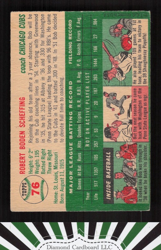 1954 Topps #76 Bob Scheffing VGEX a, back