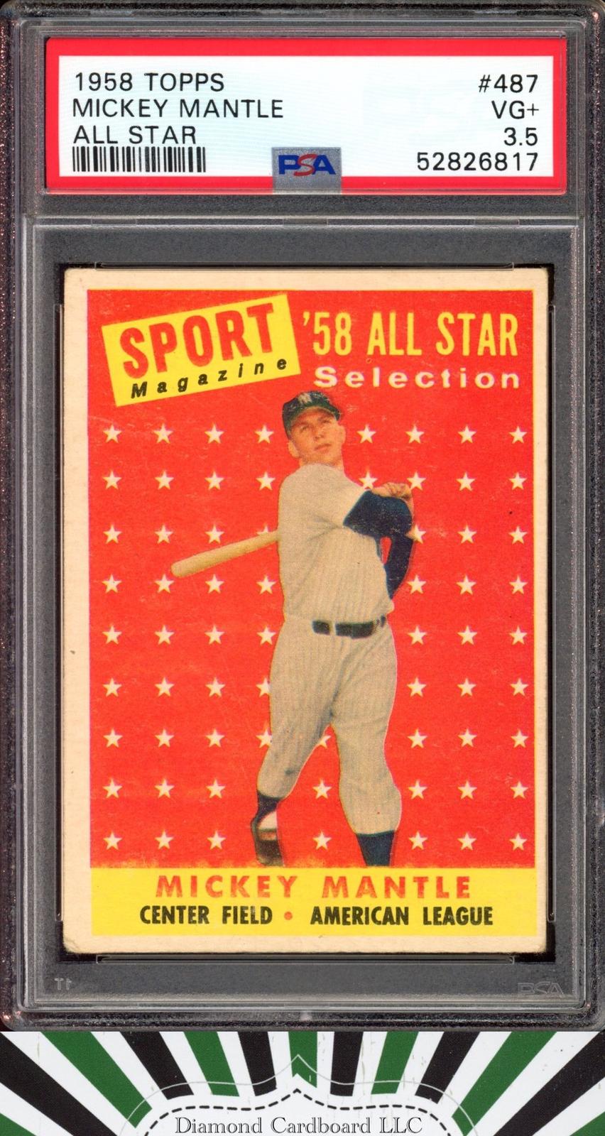 1958 Topps #487 Mickey Mantle All Star PSA 3.5, front