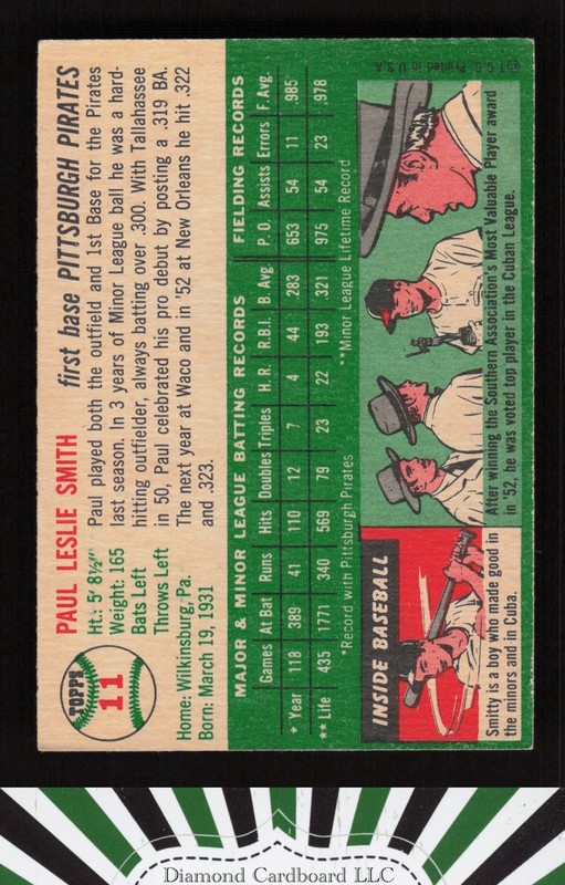 1954 Topps #11 Paul Smith EX i, back