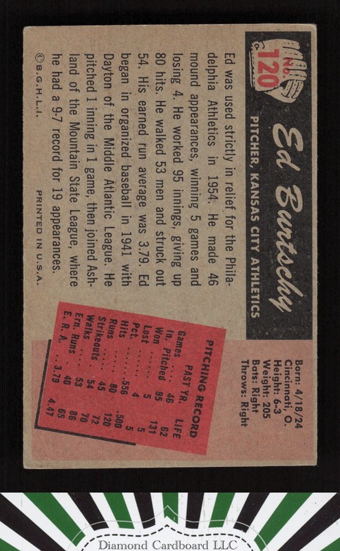 1955 Bowman #120 Ed Burtschy VGEX, back