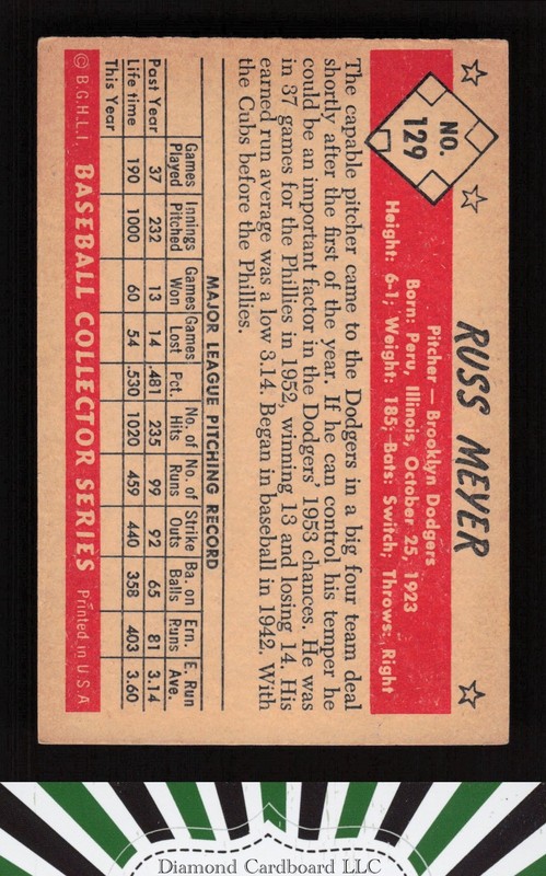 1953 Bowman Color #129 Russ Meyer VG a, back