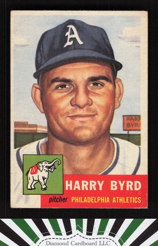 1953 Topps #131 Harry Byrd : Bio uses white text VG b, front