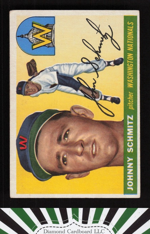 1955 Topps #159 Johnny Schmitz VG+ g, front