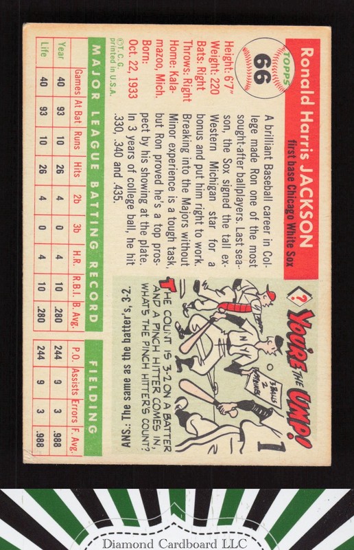 1955 Topps #66 Ron Jackson VGEX+ r, back