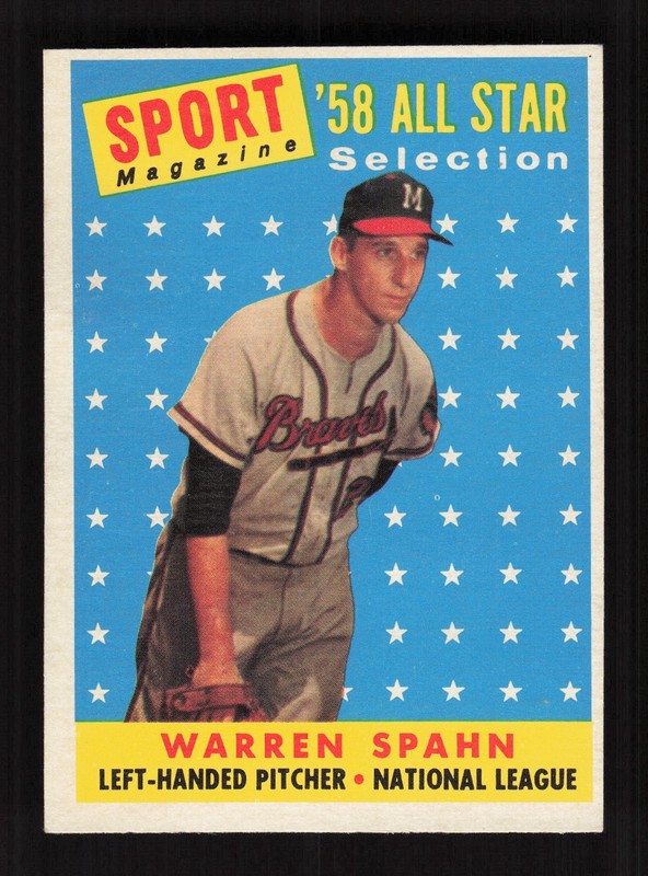 1958 Topps #494 Warren Spahn VGEX+ c, front
