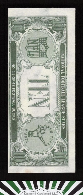 Topps Bucks #11 Y.A. Tittle, back