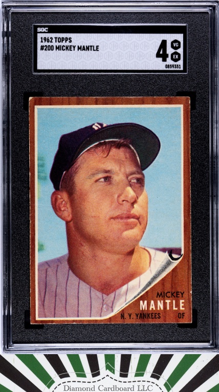 1962 Topps #200 Mickey Mantle SGC 4, front