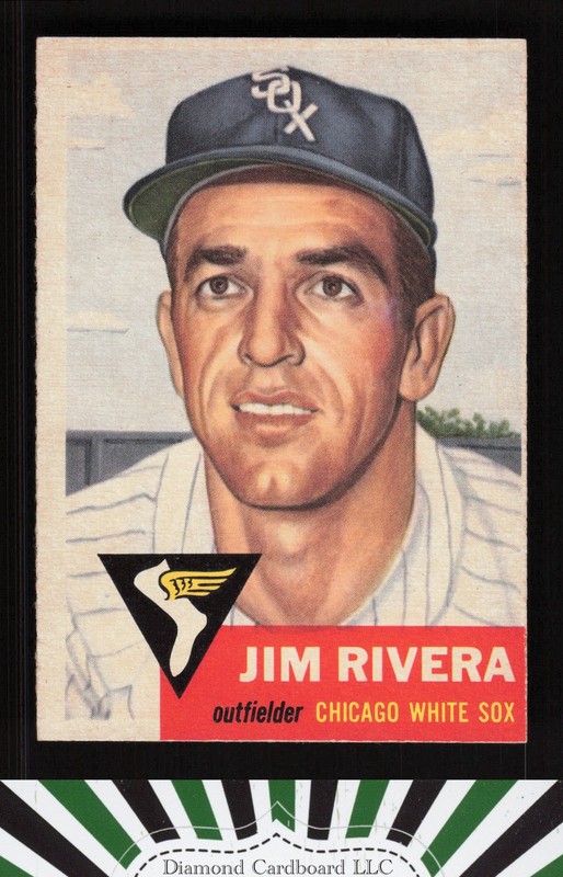 1953 Topps #156 Jim Rivera : Bio uses white text VGEX+ c, front