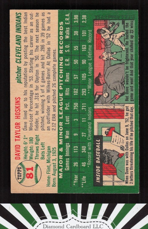 1954 Topps #81 Dave Hoskins EXMT f, back
