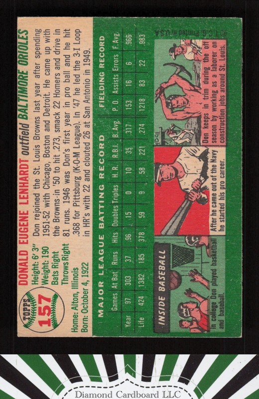 1954 Topps #157 Don Lenhardt VG [SHARP] d, back
