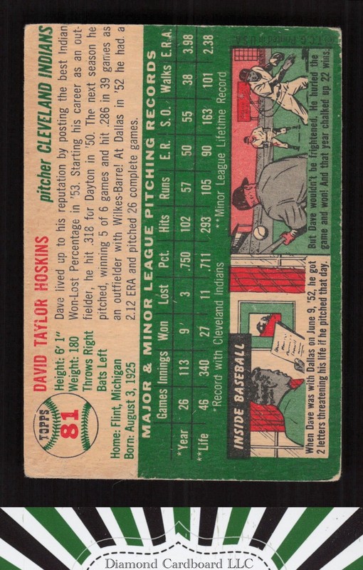 1954 Topps #81 Dave Hoskins VG m, back