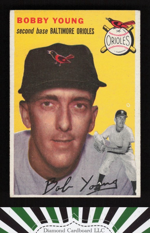 1954 Topps #8 Bobby Young VGEX b, front