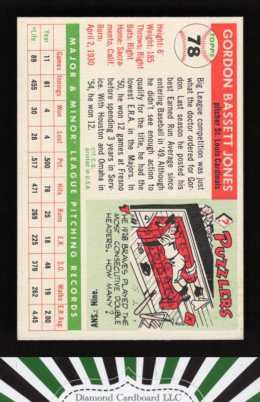 1955 Topps #78 Gordon Jones EXMT l, back
