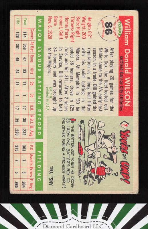 1955 Topps #86 Bill Wilson GD b, back