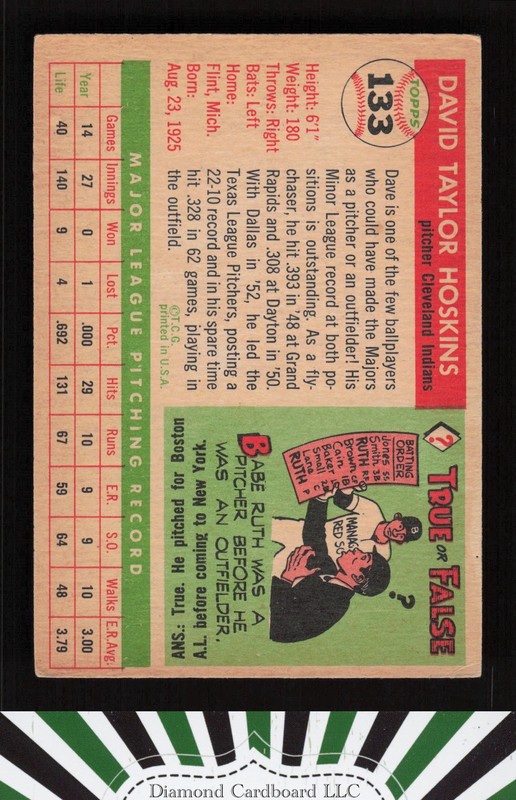 1955 Topps #133 Dave Hoskins VGEX c, back