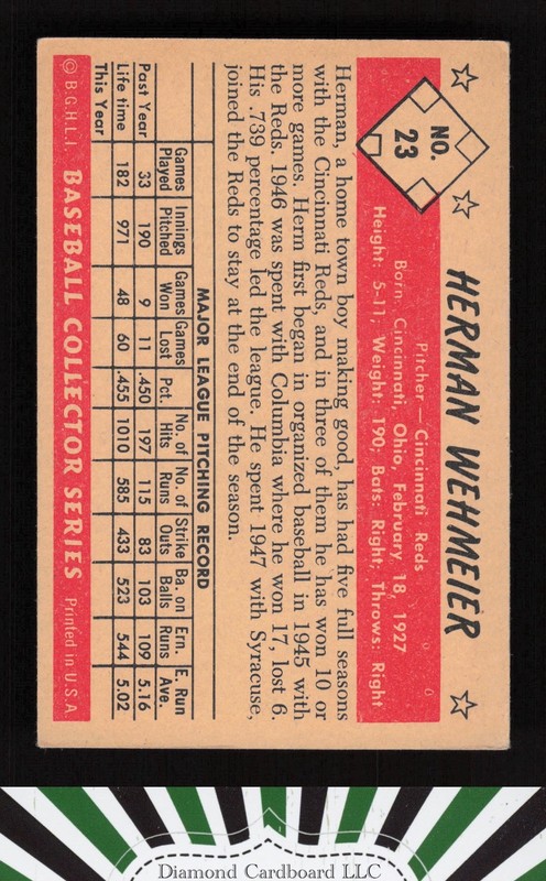 1953 Bowman Color #23 Herman Wehmeier VGEX a, back