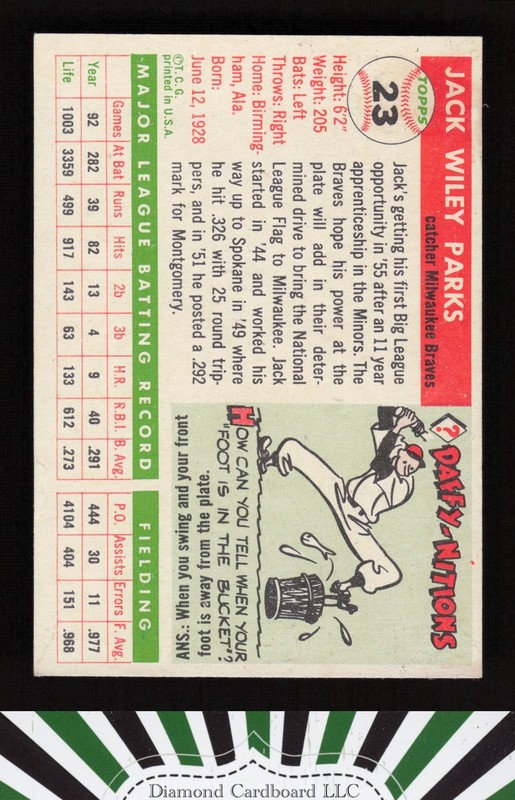 1955 Topps #23 Jack Parks VG+ g, back