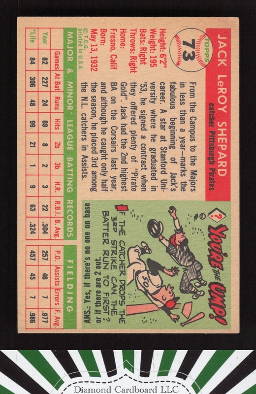 1955 Topps #73 Jack Shepard VGEX k, back